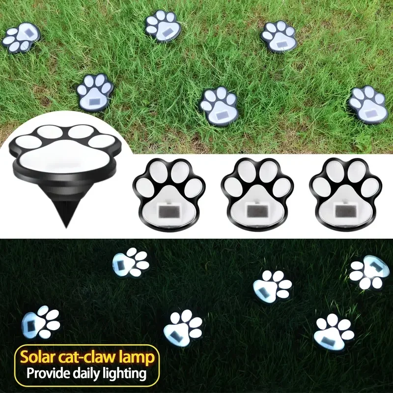 2/4pcs Four LED Dog Paw Print Solar Lights, Cat, Puppy Animal Garden Lights Paw Lights For Pathway, Lawn, Yard, Outdoor Decor