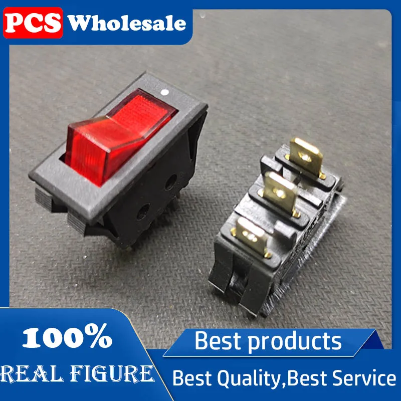 KDN6-101D-3 boat-shaped switch 3-pin 2-position with light, 32*16mm, power switch 16A125/250V