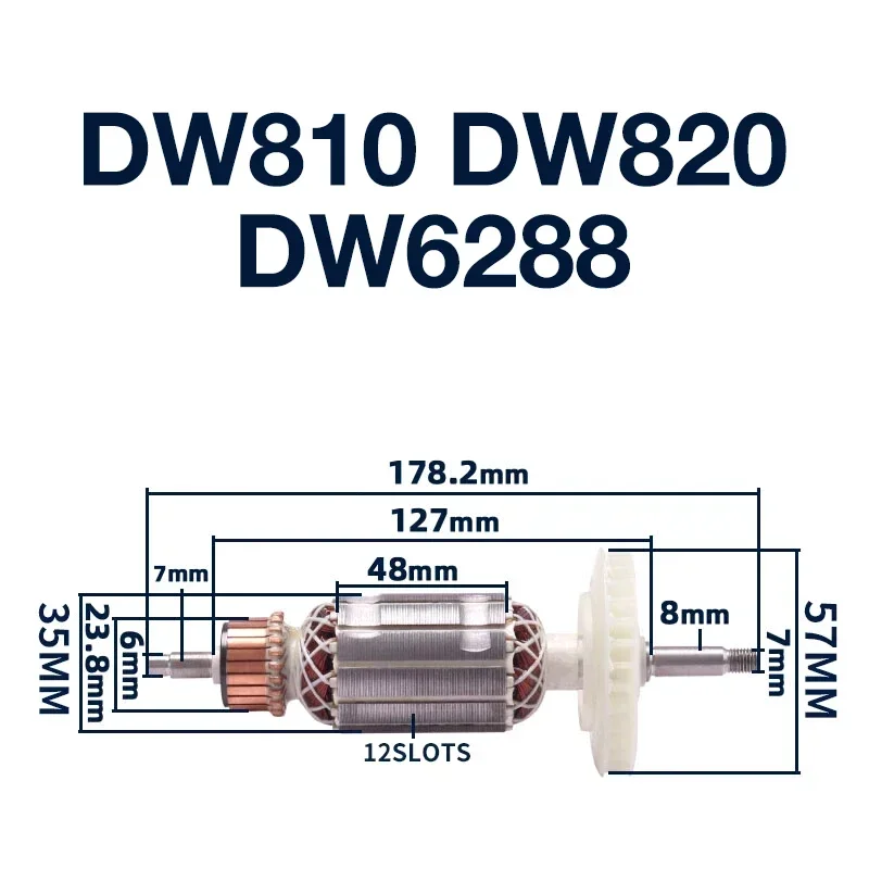 

AC220-240V Angle Grinder Parts for Dewalt DW810 DW811 DW820 DW6288 Rotor Armature Anchor Replacement