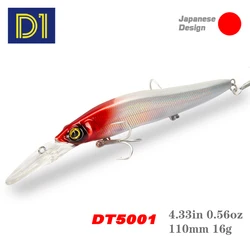 D1 Long Lip Minnow Fishing Lures 110mm 16g Slow Floating Jerkbait Wobblers Artificial Isca Bass Trout Fishing Tackle DT5001