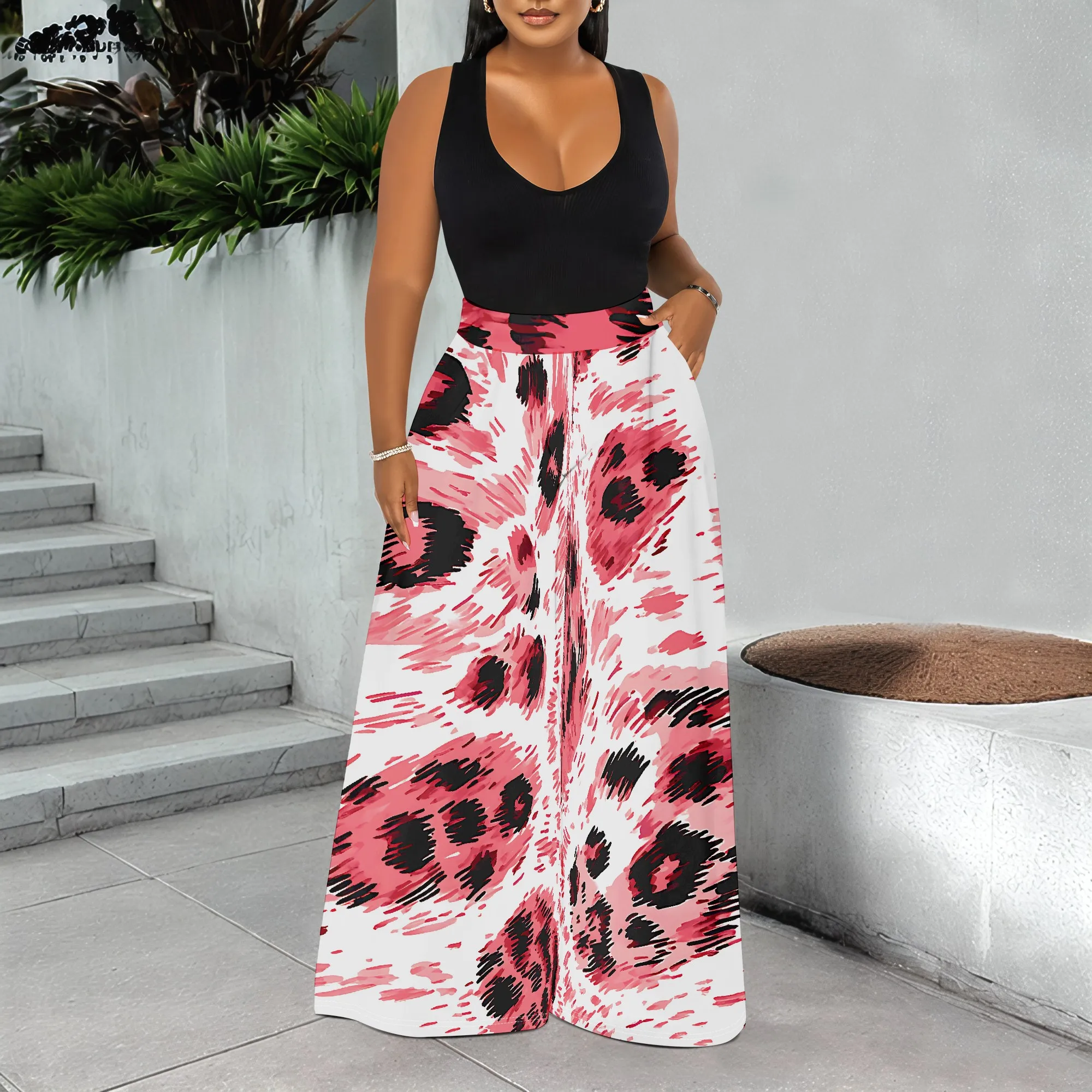 

Women's Spring and Autumn Fashion Printed Totem Pocket Pants, Casual Home Pants