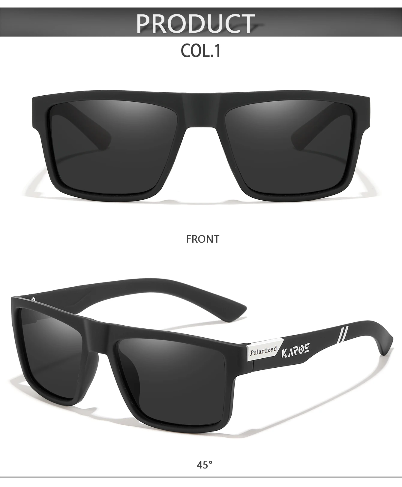 KAROS Mode Polarisierte Sonnenbrille für Männer und Frauen Luxus Fahren Angeln Reisen Vintage Quadratische Sonnenbrille für Herren UV400 Eyewear – Detail 5