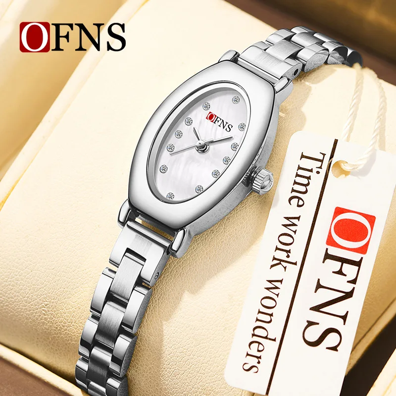 นาฬิกาควอตซ์ผู้หญิง OFNS 2025 สไตล์หรูหราเบาๆ สำหรับนักธุรกิจ ดีไซน์เรียบง่าย สบายๆ หน้าปัดหลากสี กันน้ำ 3ATM