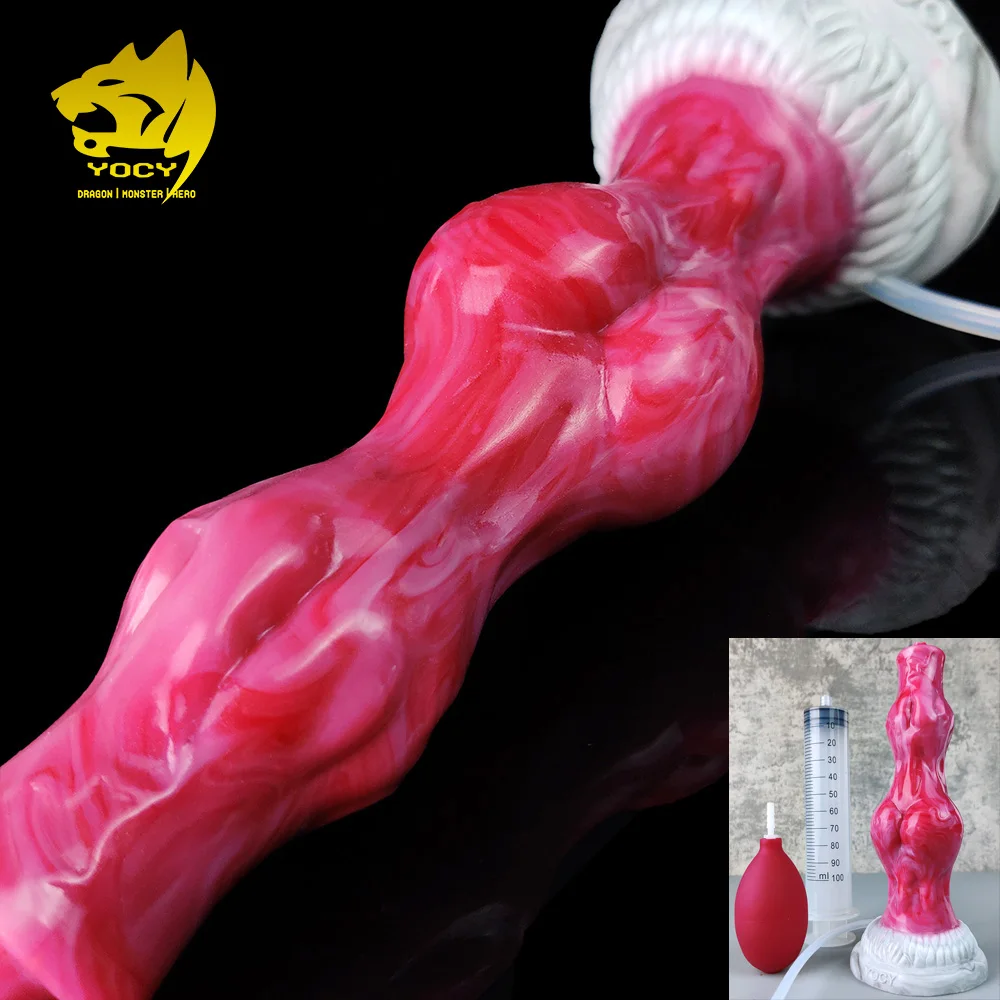 YOCY Monster Squiritng Dog Dildo For Women Silicone Wolf Knot Dildo Adult Sex Toy With Suction Cup Anal Ejaculating Stimulator