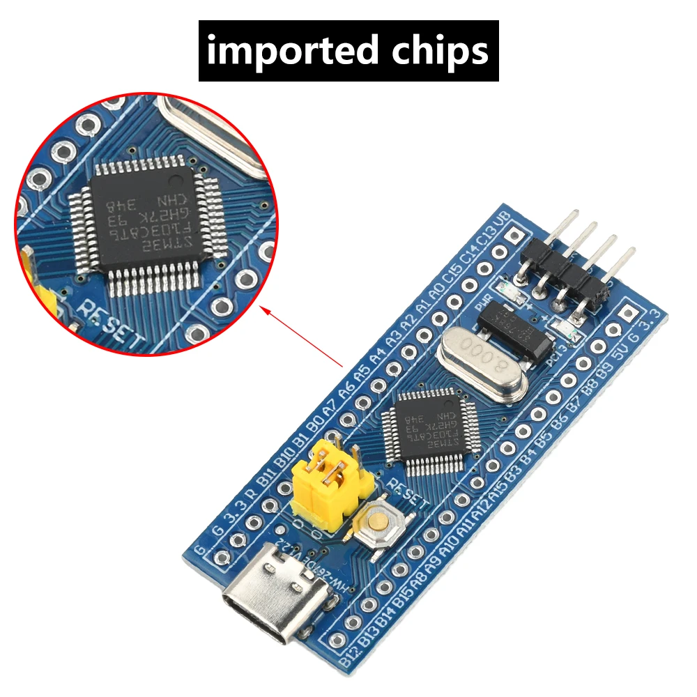 

Тип C STM32F103C8T6 Макетная плата микроконтроллера Поддержка записи Минимальная системная плата Обучающая основная плата