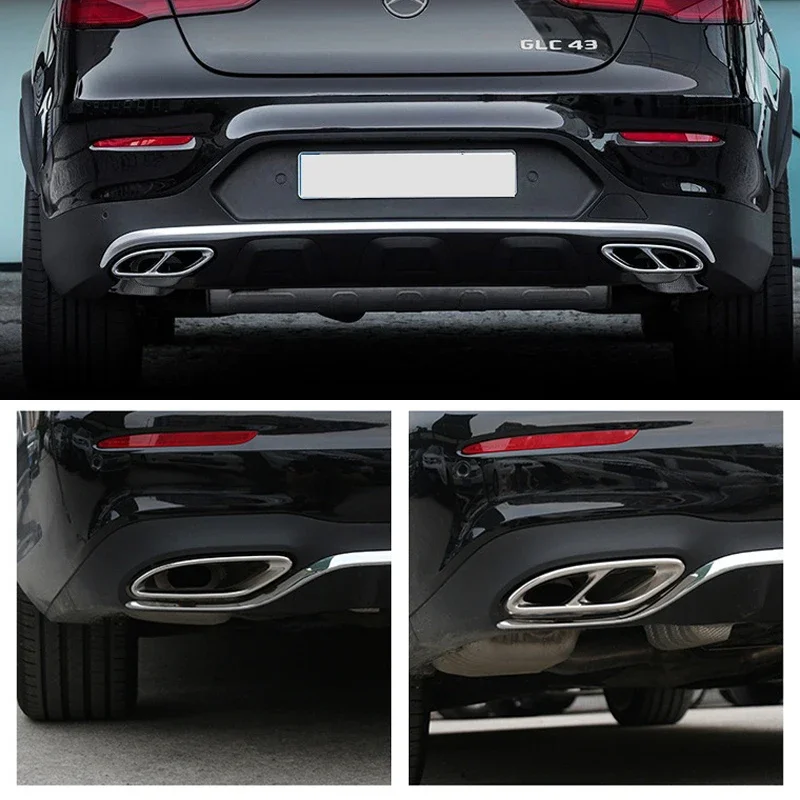 قطع غيار السيارات لمرسيدس بنز GLC C-class E C207 كوبيه 2014-2017 W212 W213 W213 W205 X253 ديكور عادم فولاذي أسود لامع