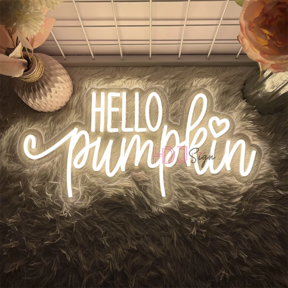 

Hello Pumpkin Neon Sign Led Lights Halloween Holidays Decoration Neon Lights USB Party Home Room Wall Decor Neon Signs