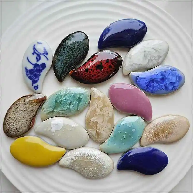 

100g Multi Color Irregular Ceramic Mosaic Tiles DIY Mosaic Making Stones for Craft Hobby Arts Wall Decoration Petal oval 180