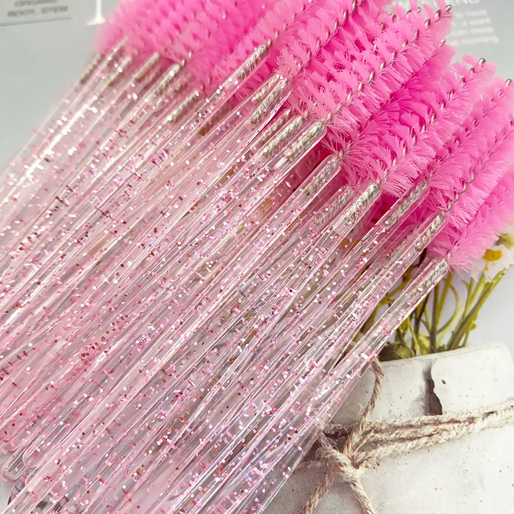 500Pcs Crystal Eyelash Makeup Brush Diamond Handle Mascara Wands Eyelash Extension Tool