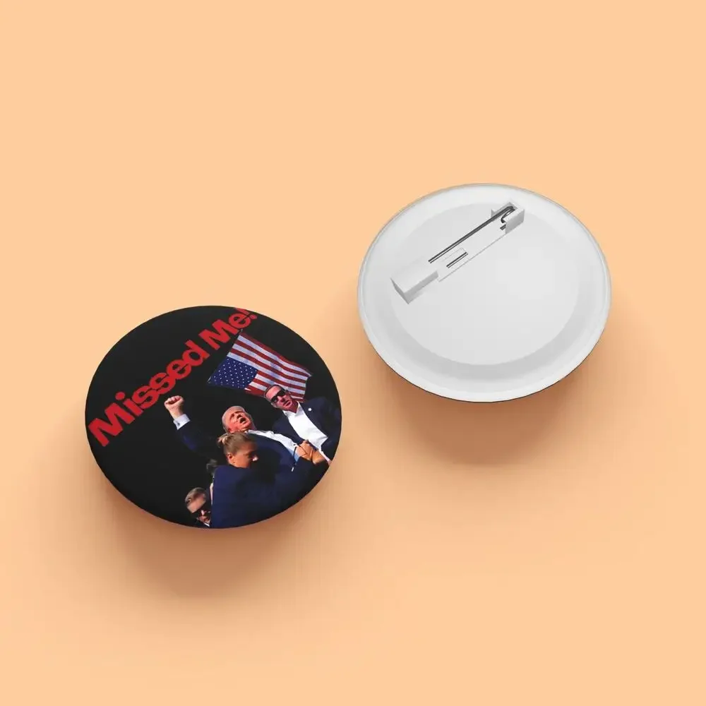 Missed Me Trump Assassination Attempt Soft Button Tinplate Pins Round Brooches Backpack Clothes Hat Lapel Badge Accessories Gift