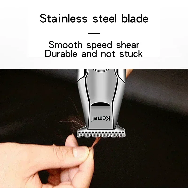 Kemei KM-5027 or Blade Barber Mute Noise Reduction LED Electric Quantity Digital Display Charging Port Engraving Push Shear