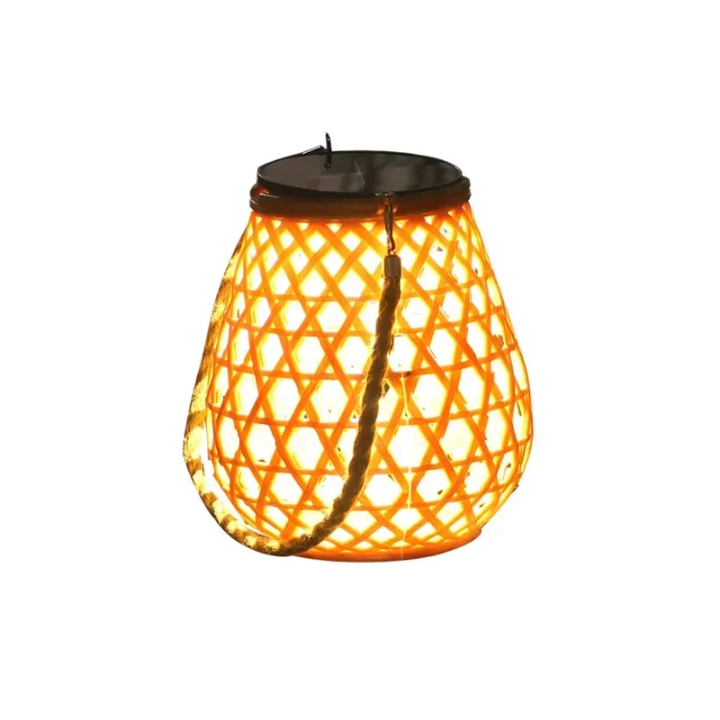 Hot Selling Outdoor Courtyard Pavilion Tree Pendant Light Rattan Garden Decoration Solar Atmosphere Pendant Light