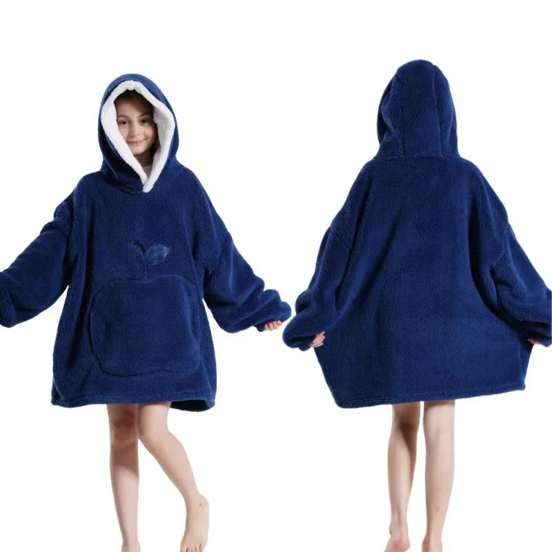 Extra Long Wearable Blankets Winter Flannel Hooded Blanket with Full Sleeves Men Women Cozy Soft Throw Adult TV Blanket