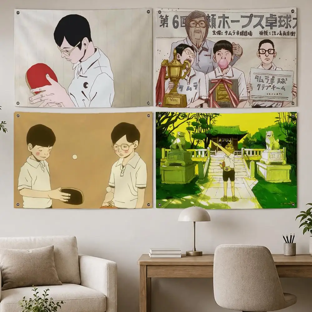 Bold Anime Ping Pong Flags Room Home Decor Wall‑Hanging Art Banner, Outdoor for Bedroom Party Background Decoration