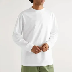 260GSM 100% Cotton Heavy Weight Oversized Men T-shirt Long sleeves Pure Color For Winter Autumn Streetwear Tops