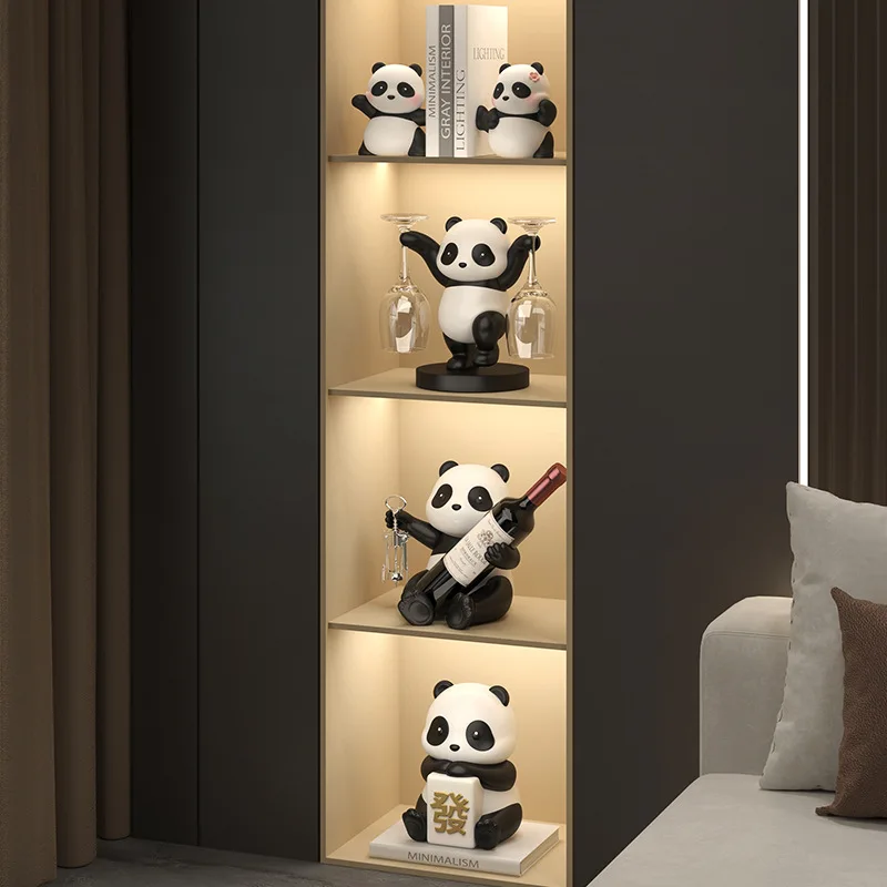 

PYJ Panda red wine rack ornament wine cabinet combination cabinet bookshelf decoration wine holder cup holder