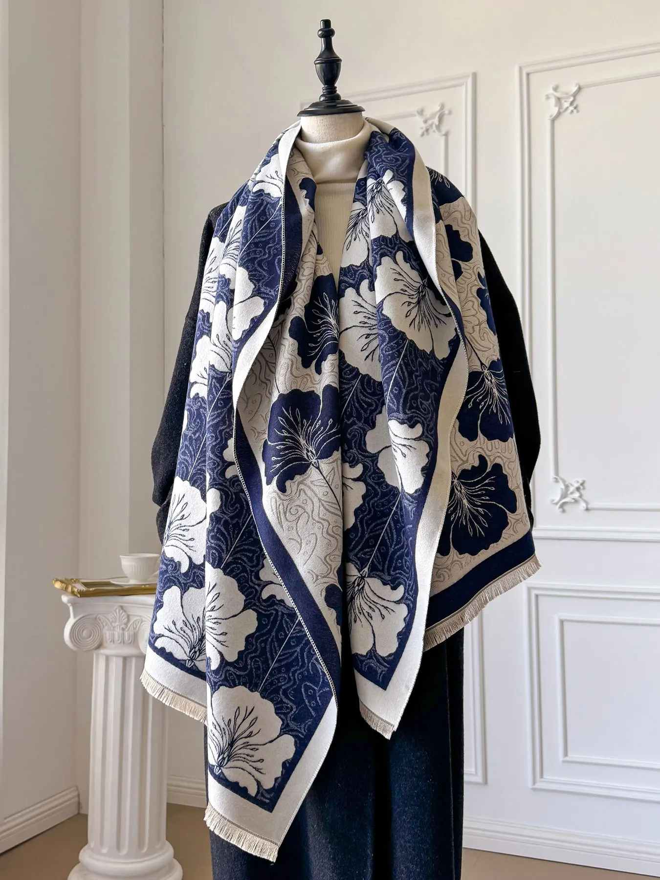 الفاخرة الشتاء فو الكشمير يلتف للنساء وشاح دافئ الباشمينا شال بطانية السفر المعطف الشالات #2