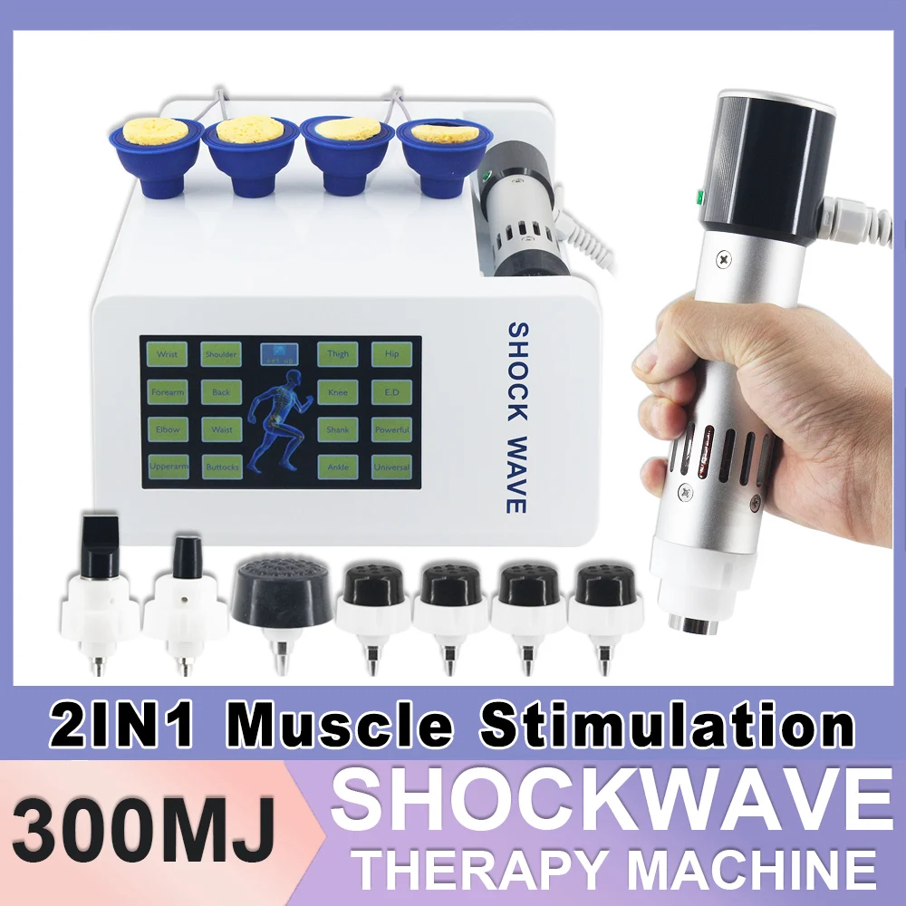 Mesin terapi Shockwave, mesin terapi stimulasi otot listrik, peralatan gelombang kejut, pereda nyeri cedera olahraga, perawatan ED otot elektrik 300MJ