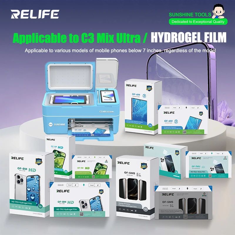 RELIFE GF-1M GF-5MS HD TPH Hydrogel Film Applicable to C3 Mix Ultra Intelligent Precision Cutting and Automatic Film Application