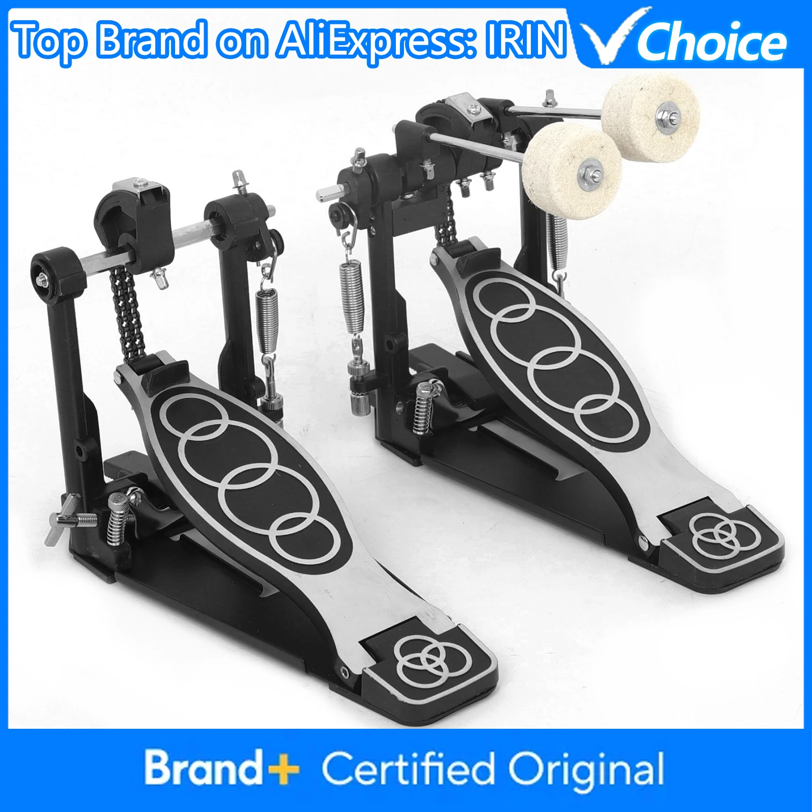 

Педаль для бас-барабана IRIN, двойная педаль, устойчивая, мощная, из цинка и алюминия, профессиональная, для ударных инструментов, аксессуары для барабанов