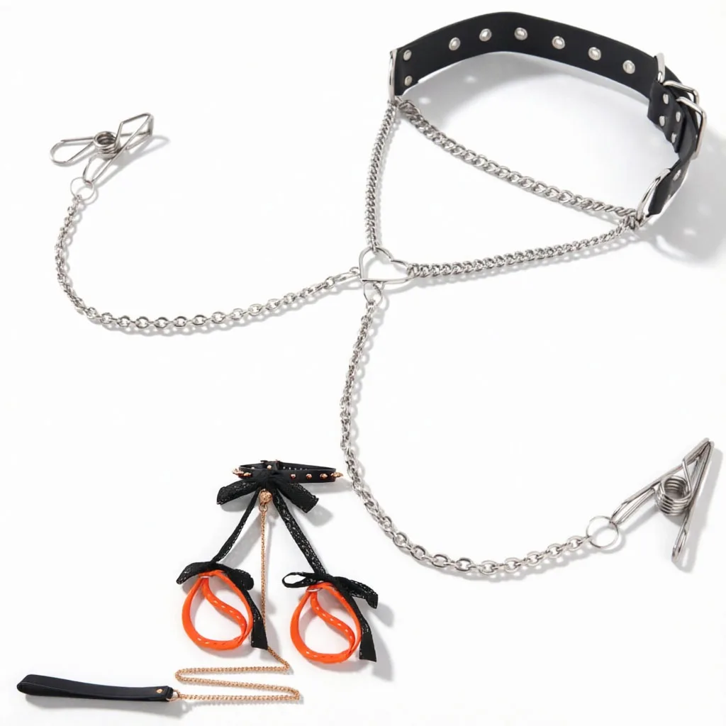 QKKQ Stainless Steel Nipple Clamp With Collar Silicone Breast Bandage Chest Binder Lace Decorative Tape Breast Binding Straps
