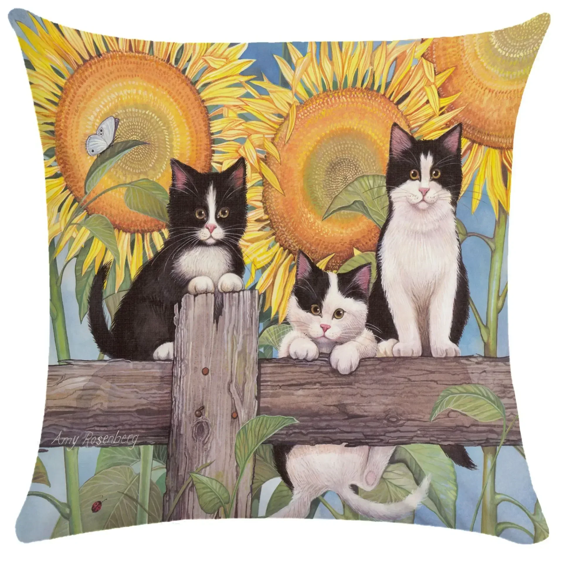 Funda de almohada con diseño de gato divertido, funda de almohada para cama, sofá, sala de estar, 45x45, 40x40cm, 50x50