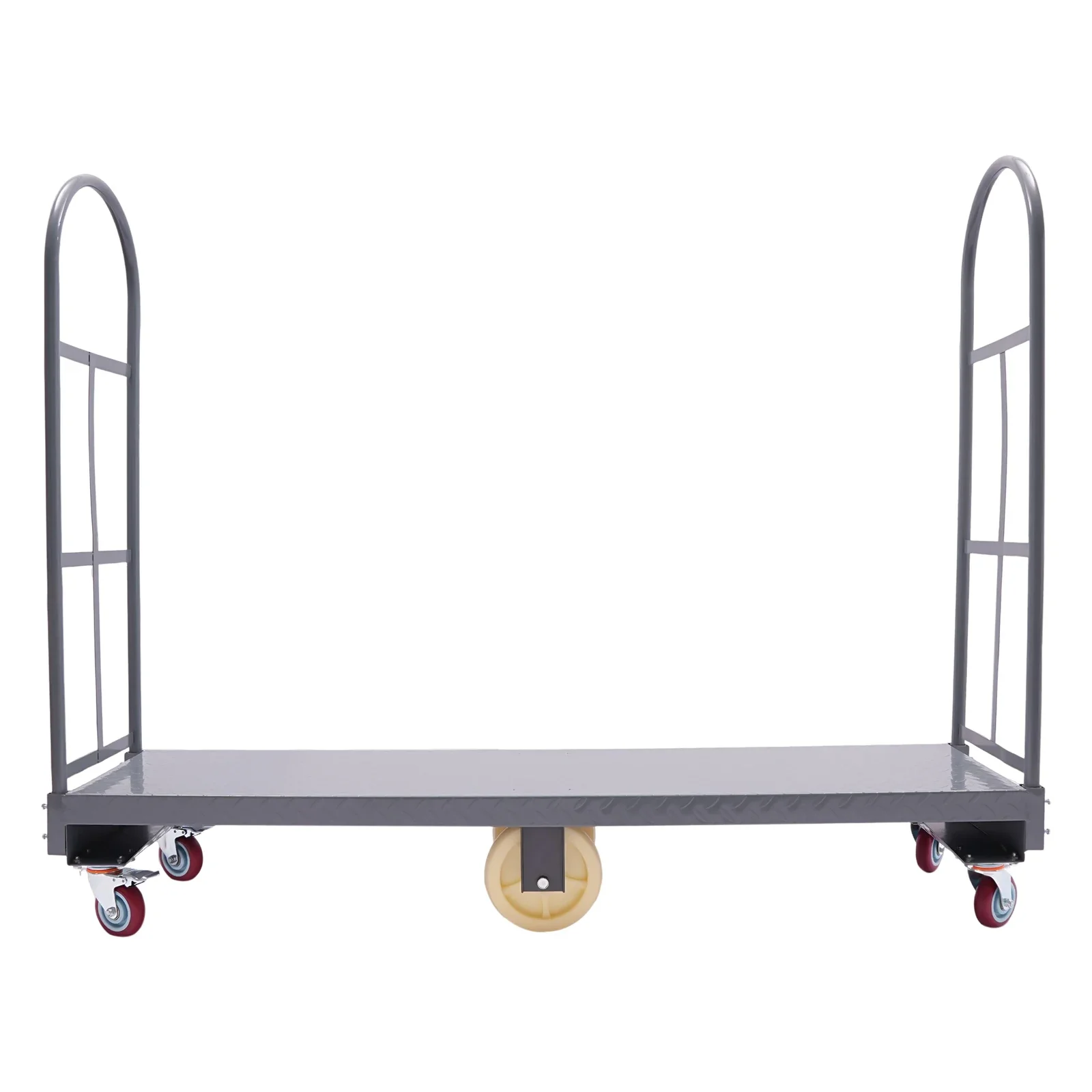 64.6Lx15.7H U-قارب الصلب عربة 2000lbs قدرة U-قارب عربة الصلب مع مقابض قابلة للإزالة U-قارب منصة شاحنة دوللي مستطيلة