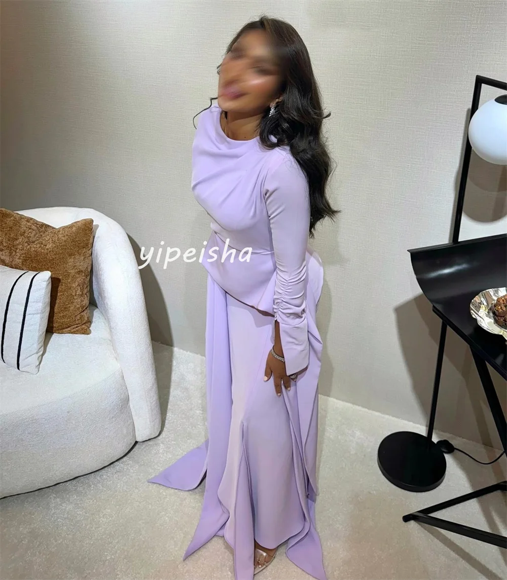 Exquisite Jersey A-line Scoop Neck Long Dresses Prom Dresses Modern Style Pastrol Unisex Chinese Style Formal Casual Simple