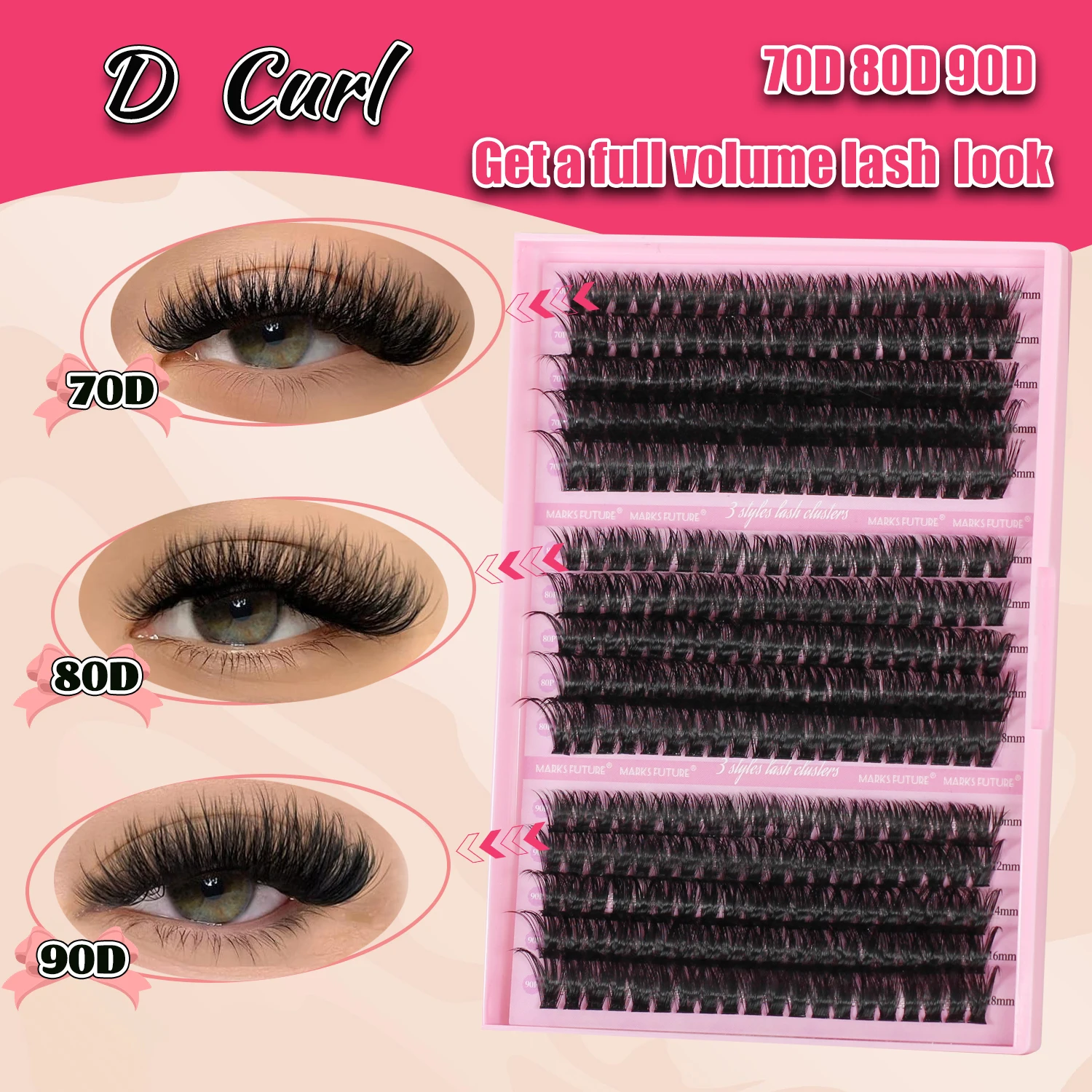 300 Pieces of Fluffy and Thick False Eyelashes with Tweezers (70D80D90D) D Curl 10-18mm Single Strand Multi-Layer False Eyelashes for Home Use, Suitable for Daily Use, Parties, Anime/Doll Style