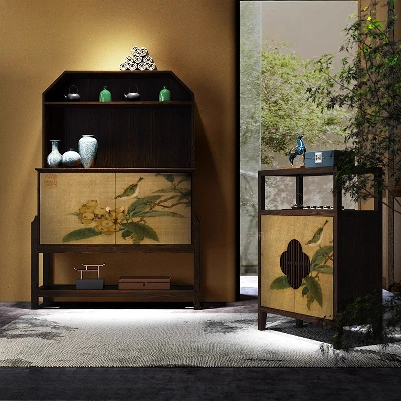 Song Dynasty aesthetics solid wood locker dining side cabinet tea cabinet integrated high cabinet against the wall
