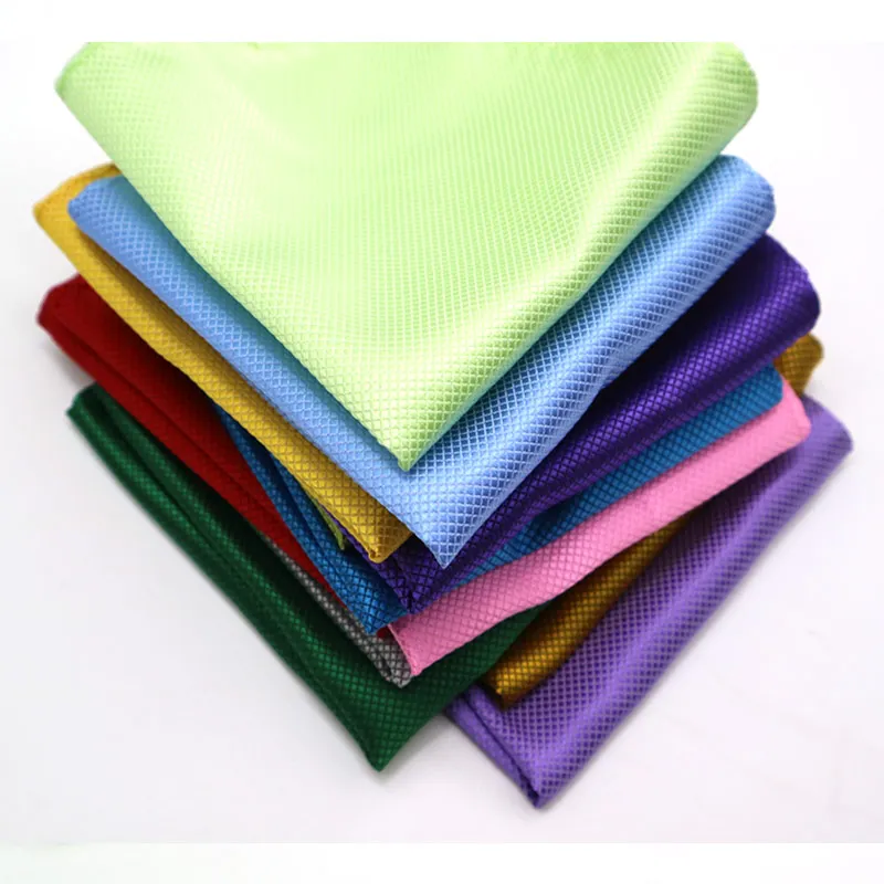 Luxury Men\'s Handkerchief Plaid Solid Color Hankies Polyester Hanky Business Pocket Square Chest Towel 21*21CM