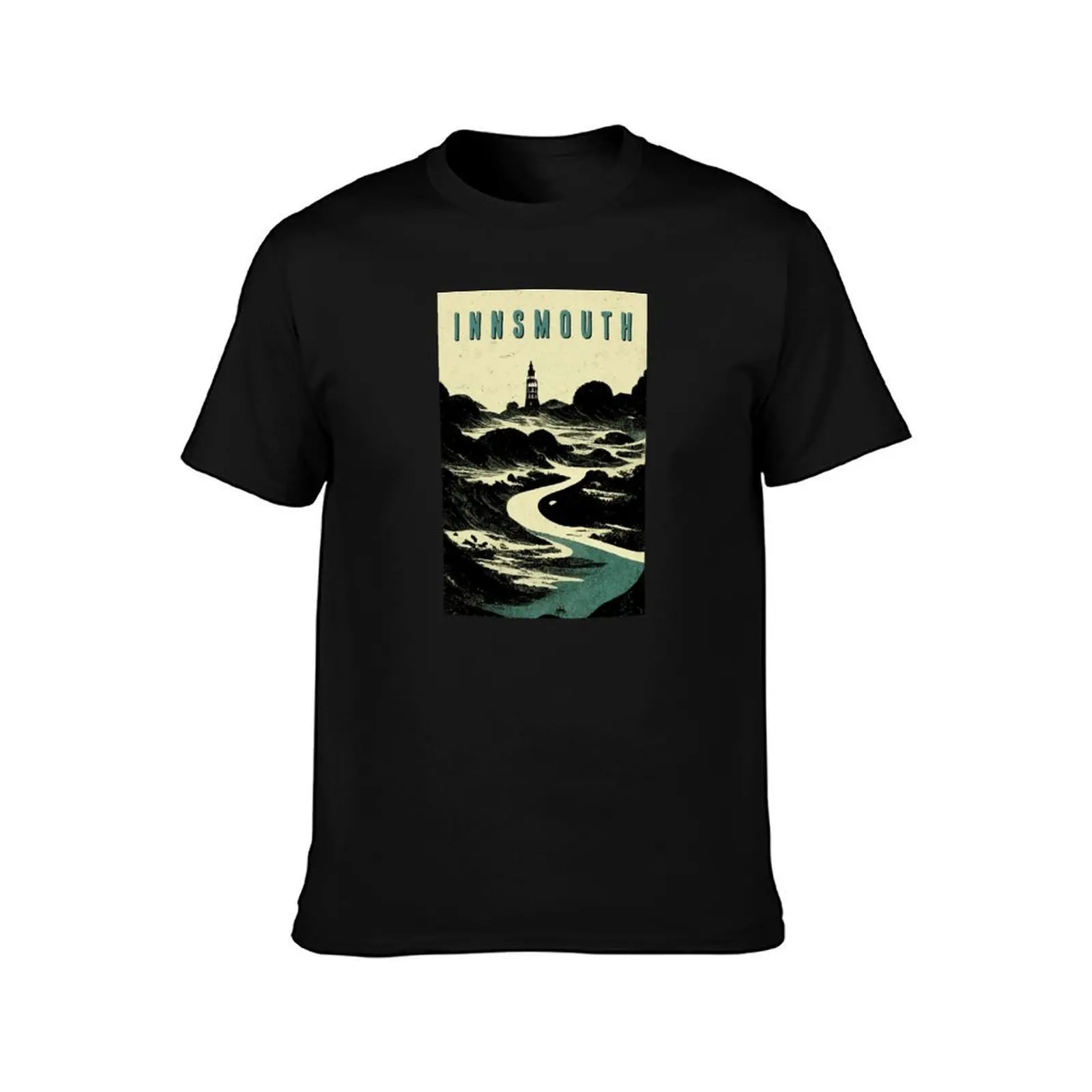Innsmouth. Vintage Lovecraftian Travel Poster T-Shirt, Summer Casual Cotton Tee, Oversized Streetwear Tops, Unisex Men Women