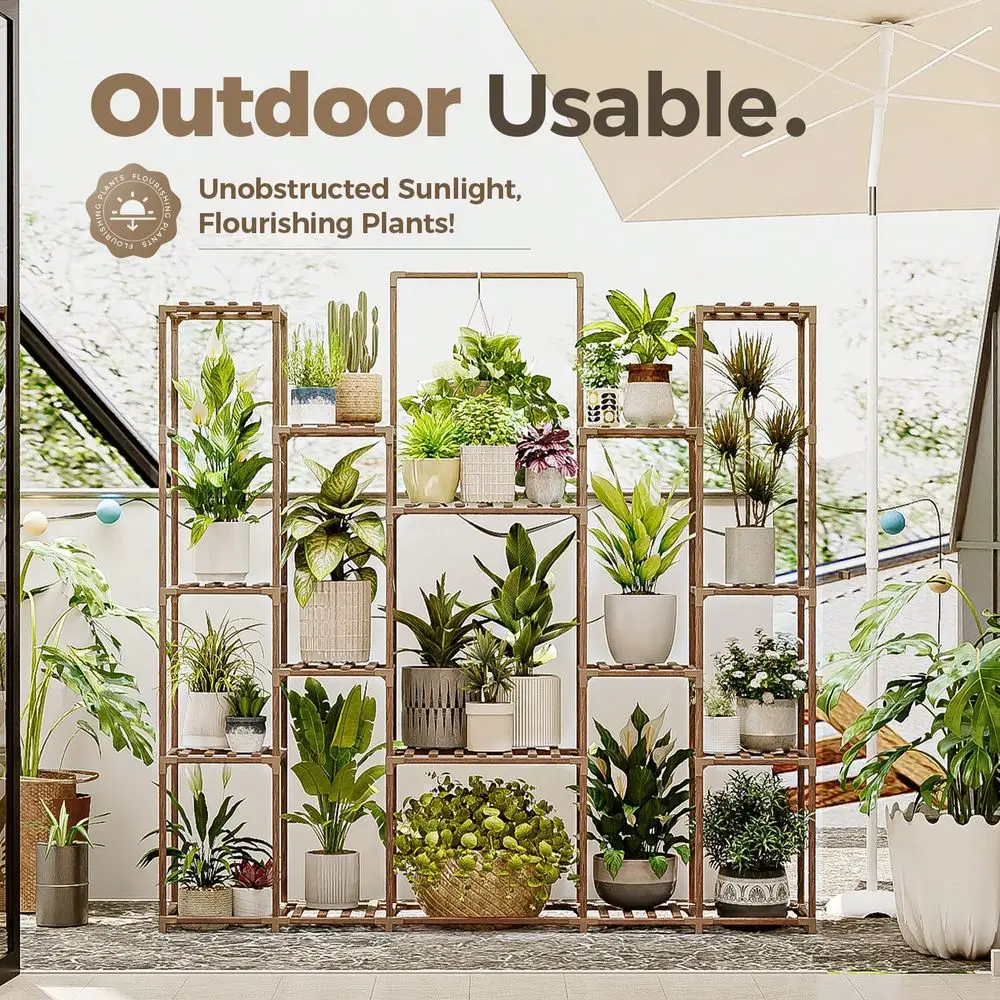 

Plant Stand Indoor Hanging Tall Outdoor Plant Holder Wood For Multiple Plants Plant Rack For Living Room Garden