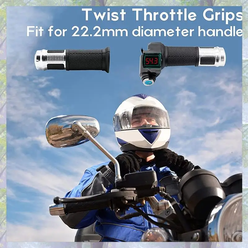 

New Arrival 2Pair Electric Bicycle Throttle Grip With LCD Battery Voltage Display Key Knock, Universal Electric Bike Throttle Gr