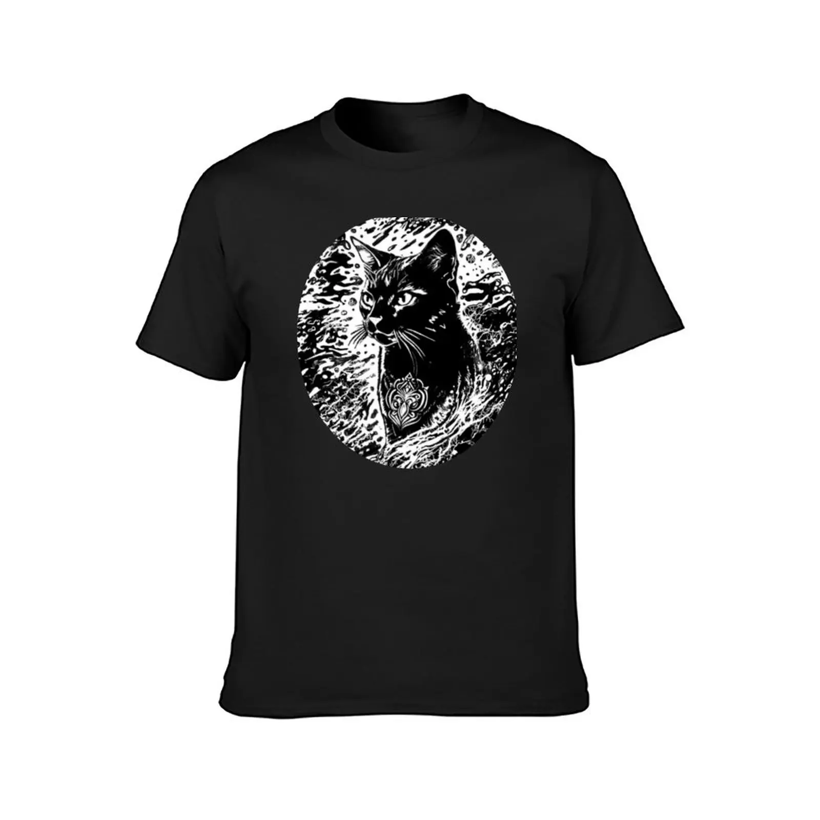 Marble magical black cat T-Shirt sweat cute tops vintage clothes mens champion t shirts