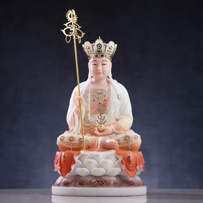 White marble sculpture painting Shakyamuni Buddha,Guanyin Kwan-yin goddess statue ,Ksitigarbha buddhia state ,49cm,40cm,30cm