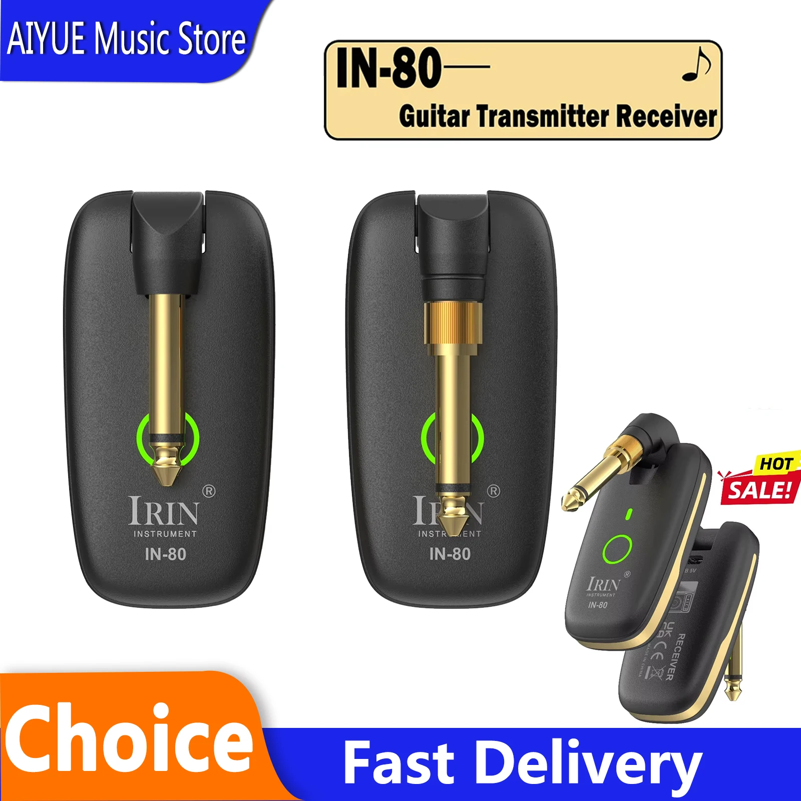 IRIN Electric Guitar Transmitter Receiver IN-80 Guitar Wireless System Transceiver Audio Amplifier Wireless Guitar Accessory