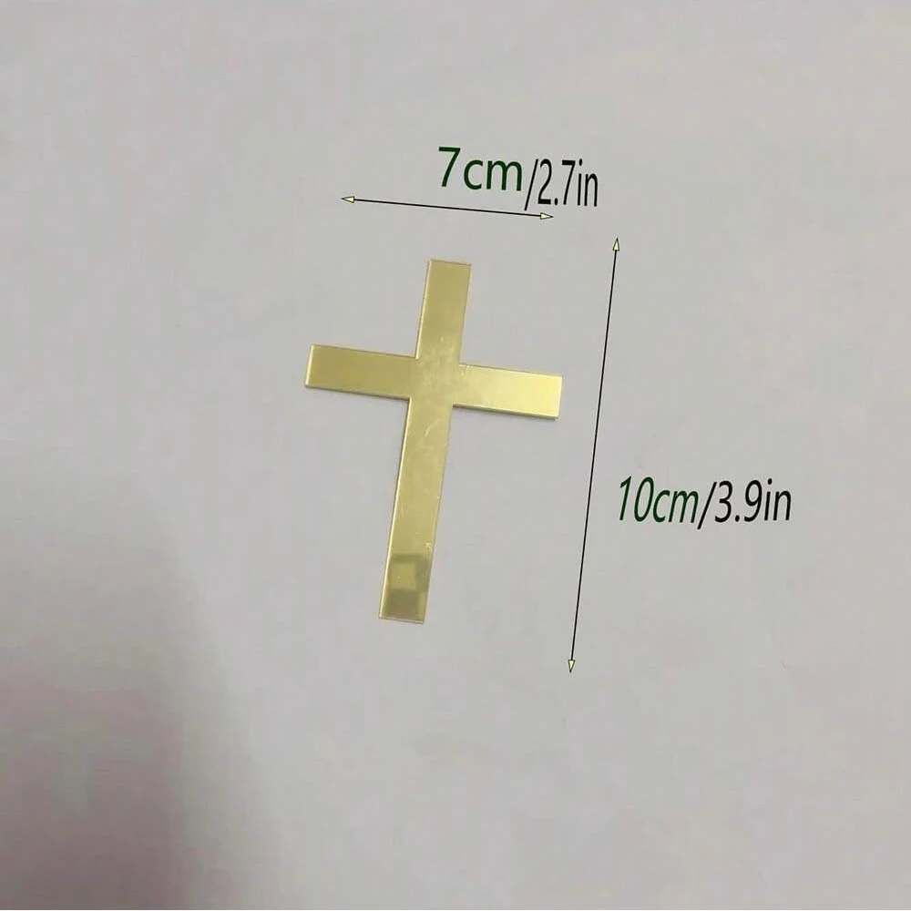 5pcs golden Cross Cake Topper Acrylic Decorations God Bless Party for Baking Supplies Cake decoration