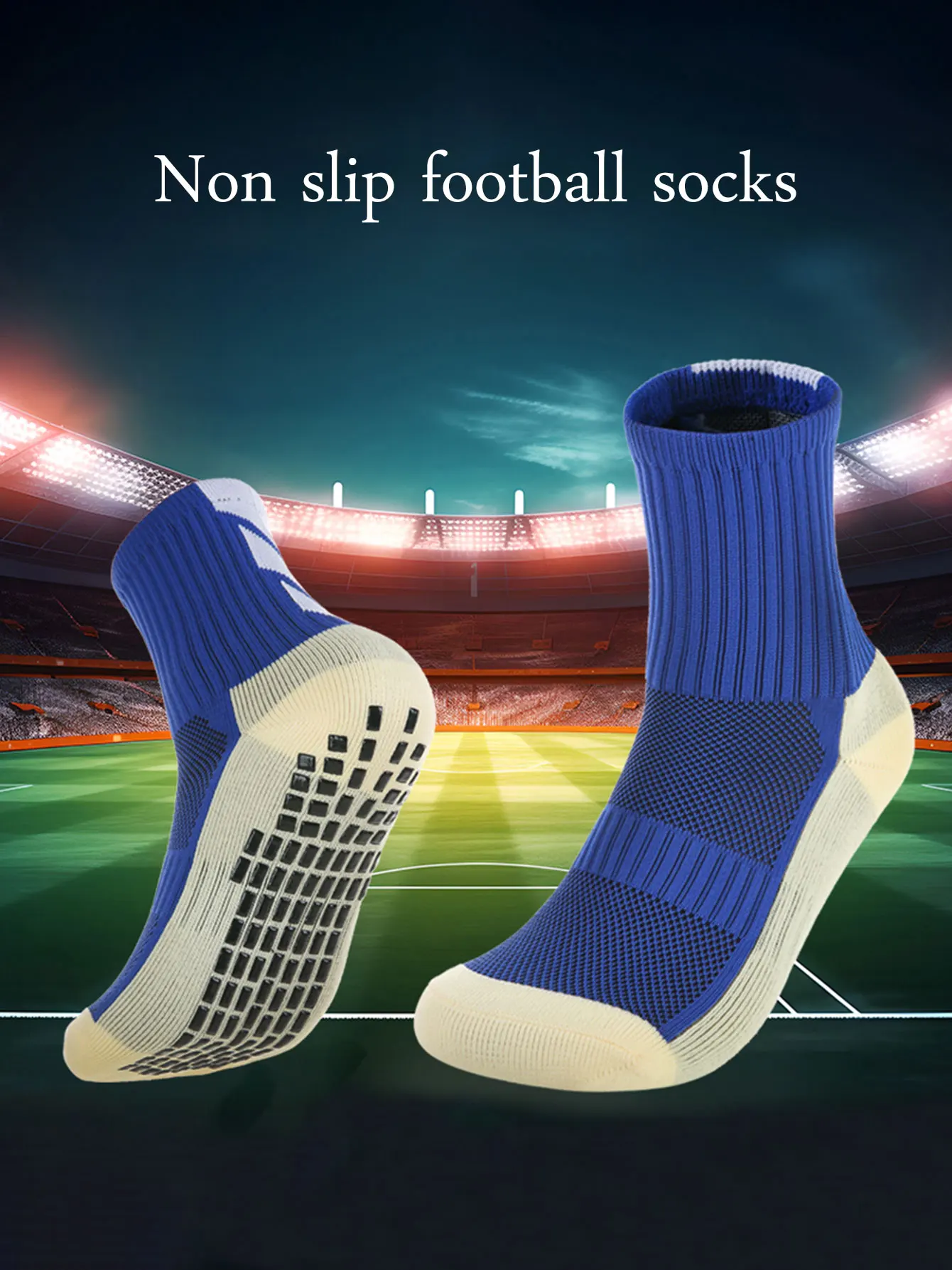 

5 pairs of particle glued football socks for adult competition training, tube socks, towel soles, anti slip and shock-absorbing