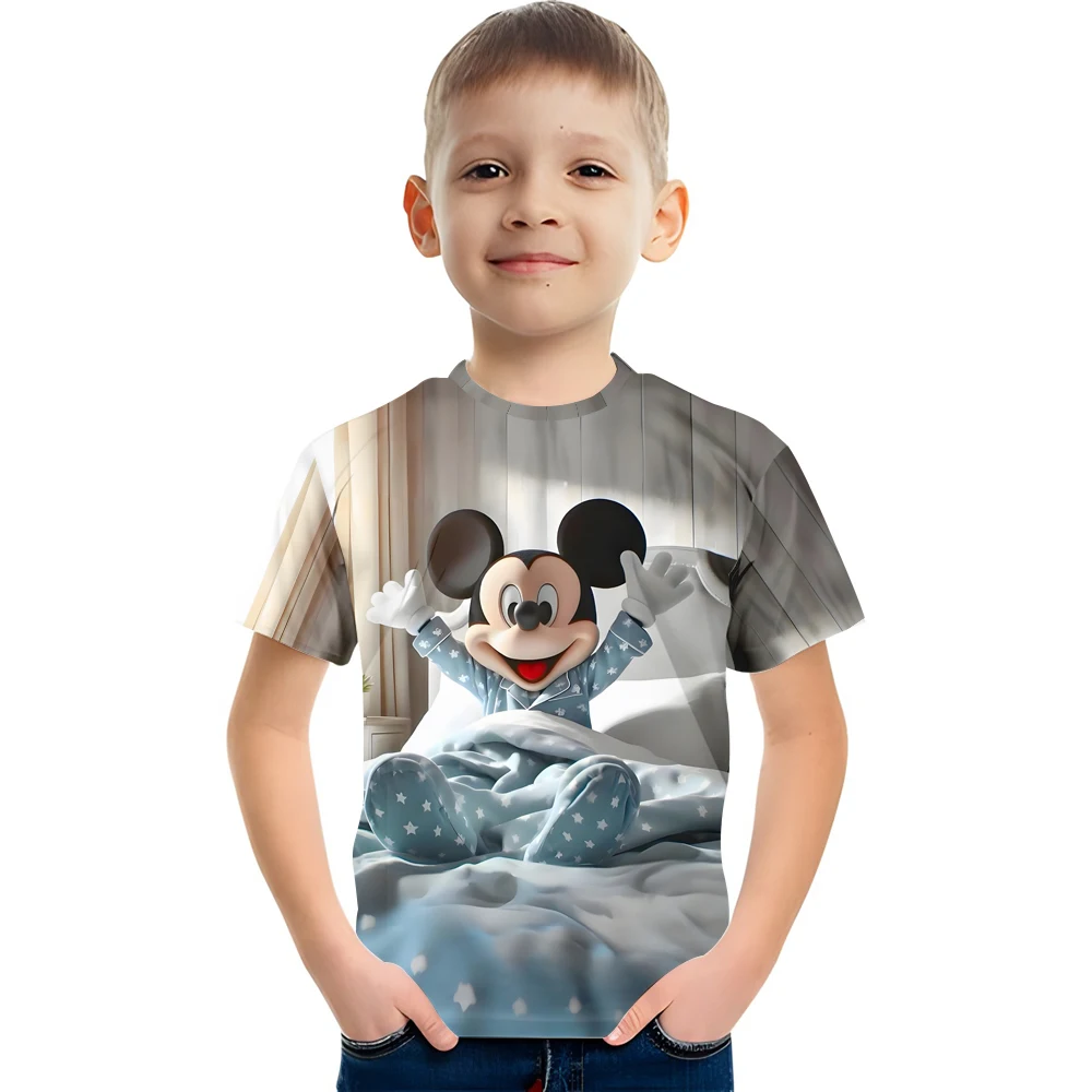 Kids Boys Girls 3D Digital Print Cheering Mickey Mouse Pattern Clothing T-shirt Toddler Boys Top T-shirt