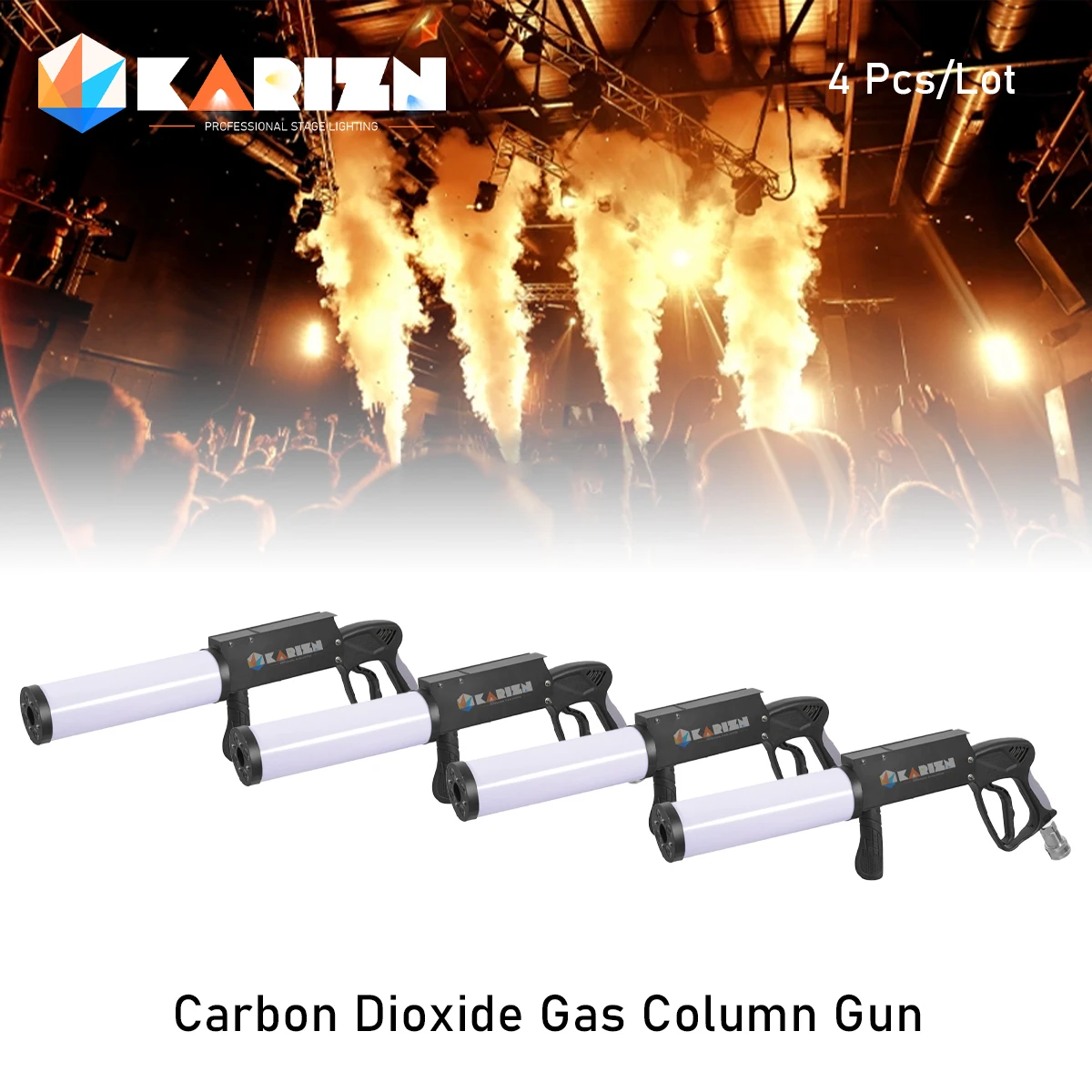 0 Tax 4Pcs Carbon Dioxide Gas Column Gun Bar Party Led DJ Stage Co2 Jet Machine Effect Fogger Smoke Gun Shoot Distance