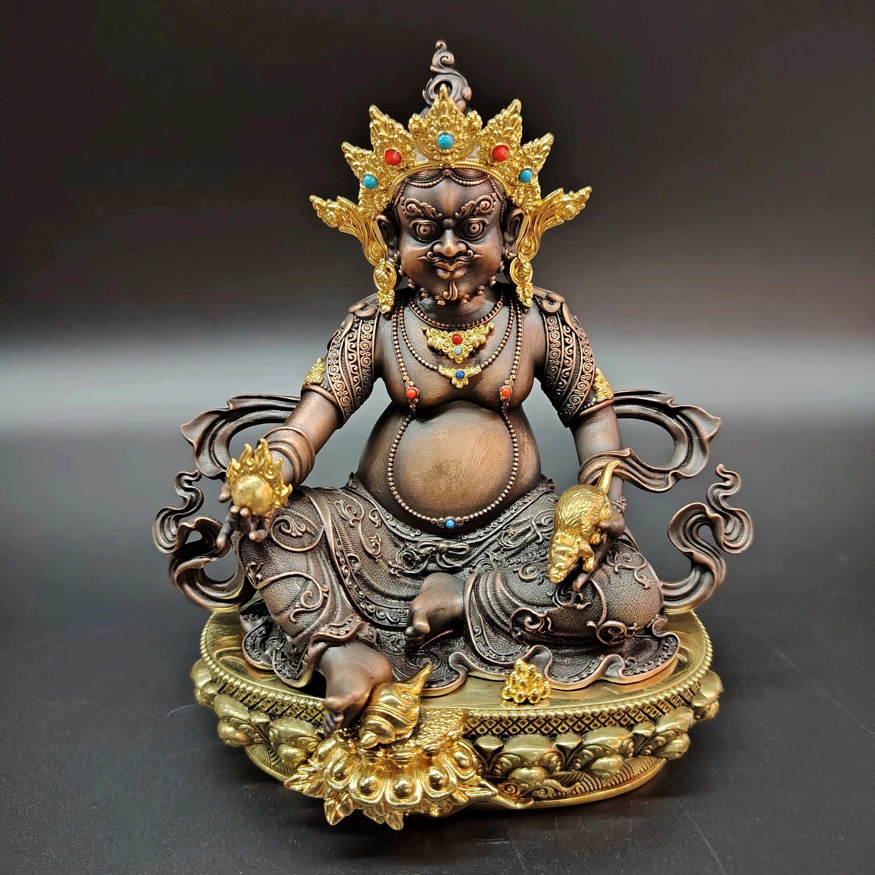 Tibetan Copper Gilded Jambhala Guanyin Ksitigarbha Shakyamuni Amitabha Medicine Padmasambhava Manjushri Statues 15cm Home Altar