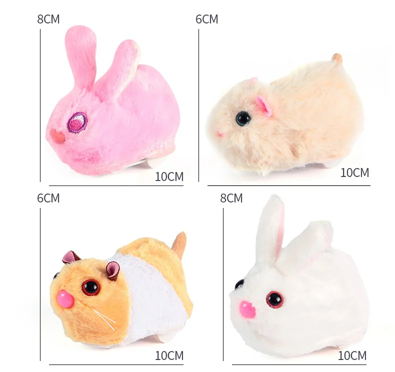 Cute Simulation Plush Rabbit Hamster Running Ball Toys Baby Learning To Crawl Turn Ball Electric Plush Pet Interactive Toy Gifts