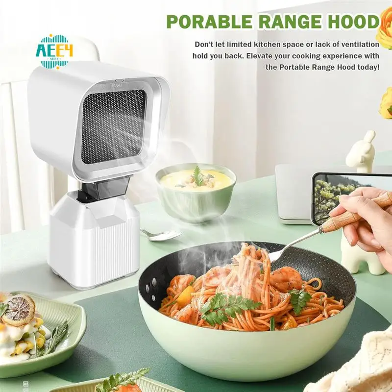 

AEE4-Портативная вытяжка, мини-настольная вытяжка, 2-скоростной выдвижной кухонный вытяжной вентилятор для внутренней вытяжки дыма, вилка стандарта США