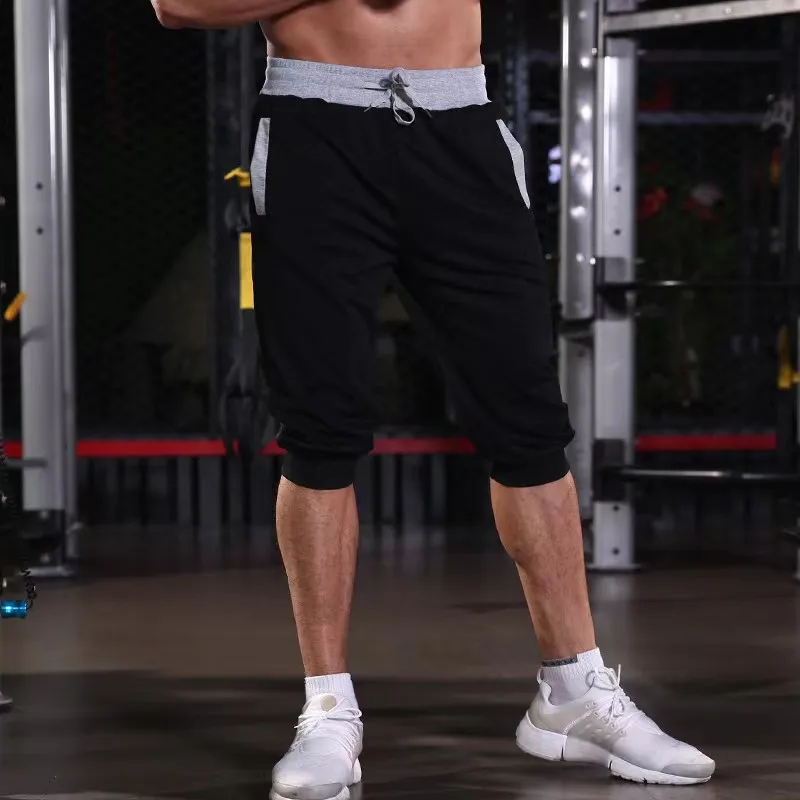 Men\'s Drawstring Sweatpants GYM Shorts Fashion Cargo Short Men Cropped Trousers Summer Beach Shorts Casual Jogging Track Pants