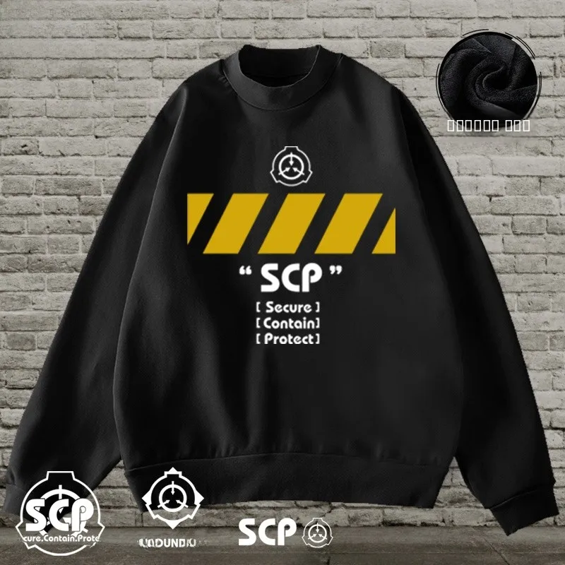 

Soft Fce Long Sve round Ne Sweatirt Men's SCP Foundation Superl Horror Creature Containment Center Clothing