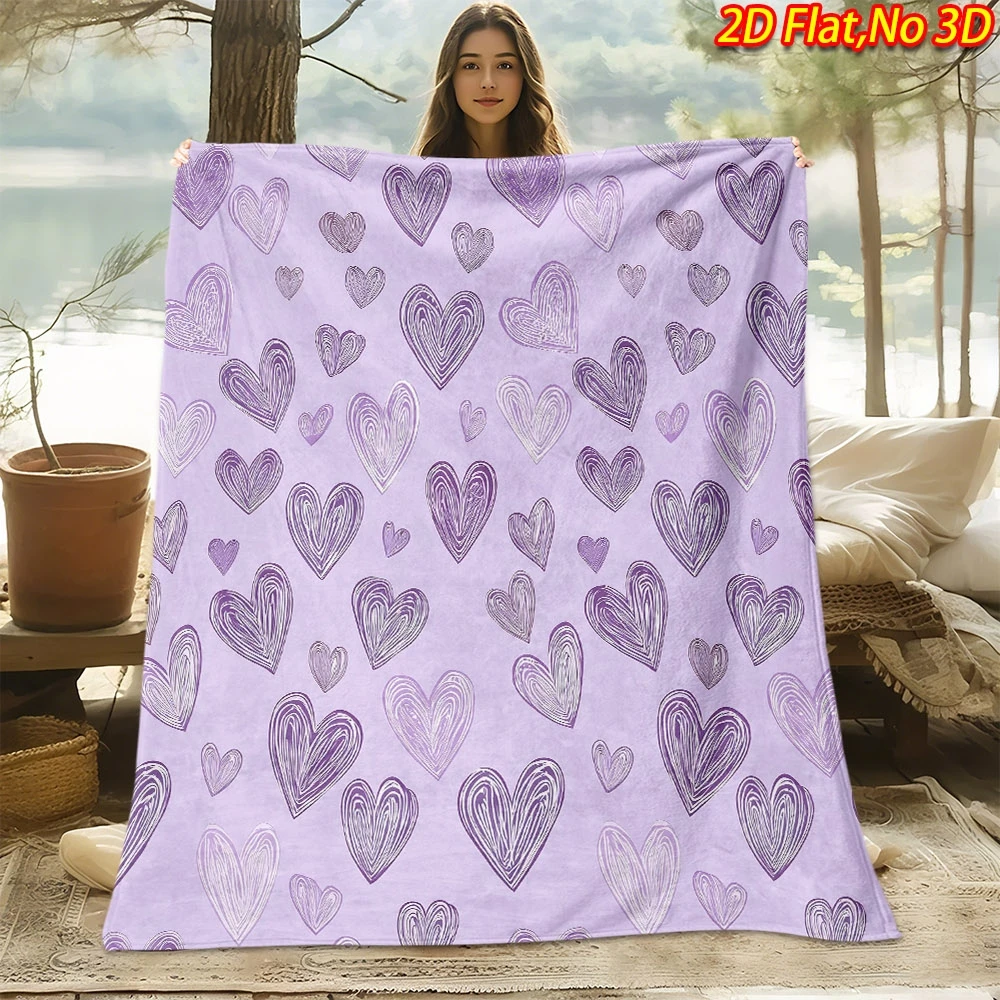 1pc 2D Flat Printing Spring And Summer New Arrival Romantic Lavender Purple Gradient Hand-Painted Heart Pattern Digital Print Bl