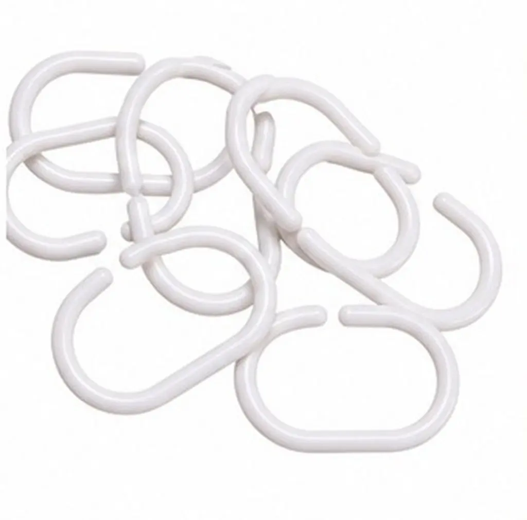30Pcs Plastic Shower Curtain Loops C Shape Rings Smooth Quiet Glide Stretchable Strong Hold for Bathroom Tub Shower Dressing