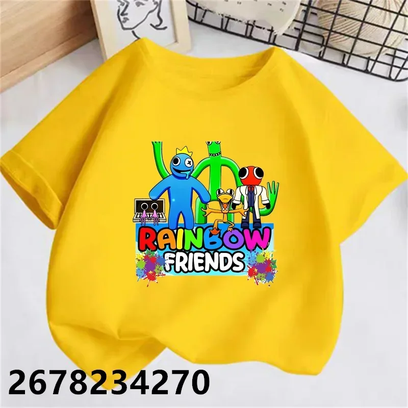 Hot Game Rainbow Friends T-Shirt Set Cartoon Boys Girl Baby Birthday Kids Clothes Short Sleeve T-Shirt Harajuku Multicolour Tops