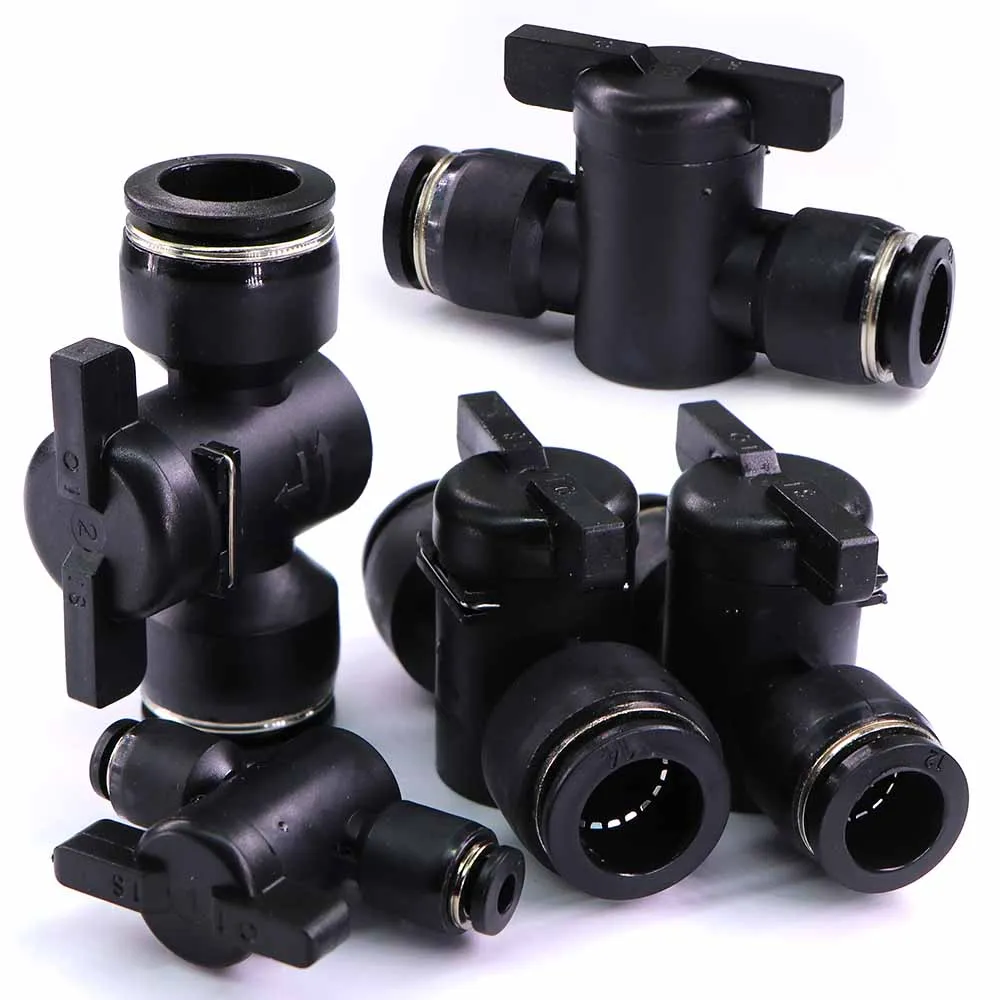 4-16mm Hand Valve Hose Adapter Slip Lock Quick Insert Release Connector Shut Off Stop Water Pneumatic Joint PE Tubing Fittings